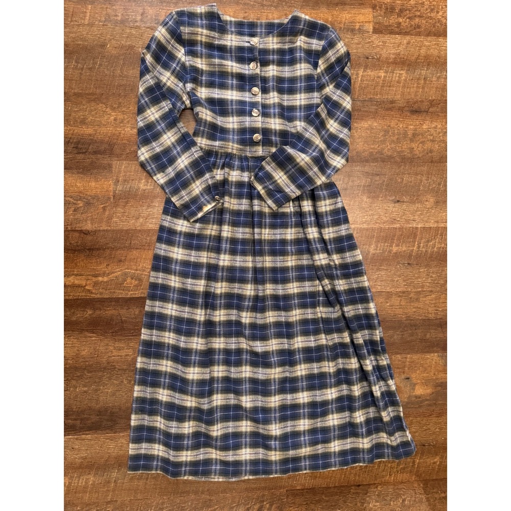 Vintage Faith Mountain Company Plaid Prairie Dress Small USA Cotton Cottagecore